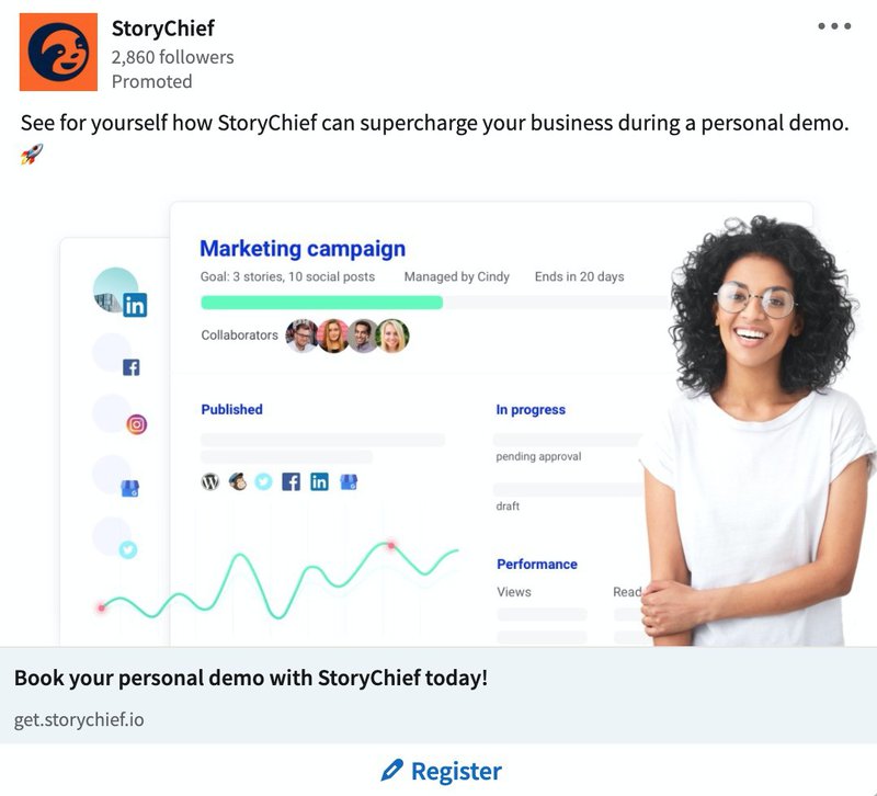 B2B LinkedIn Ad Examples: StoryChief