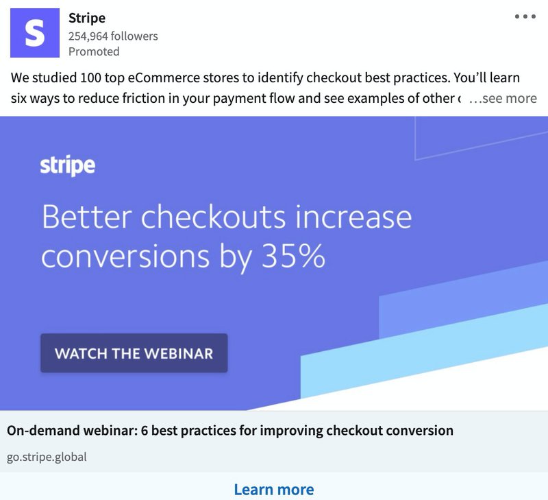 B2B LinkedIn Ad Examples: Stripe