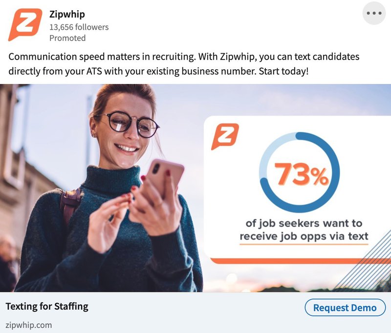 B2B LinkedIn Ad Examples: Zipwhip